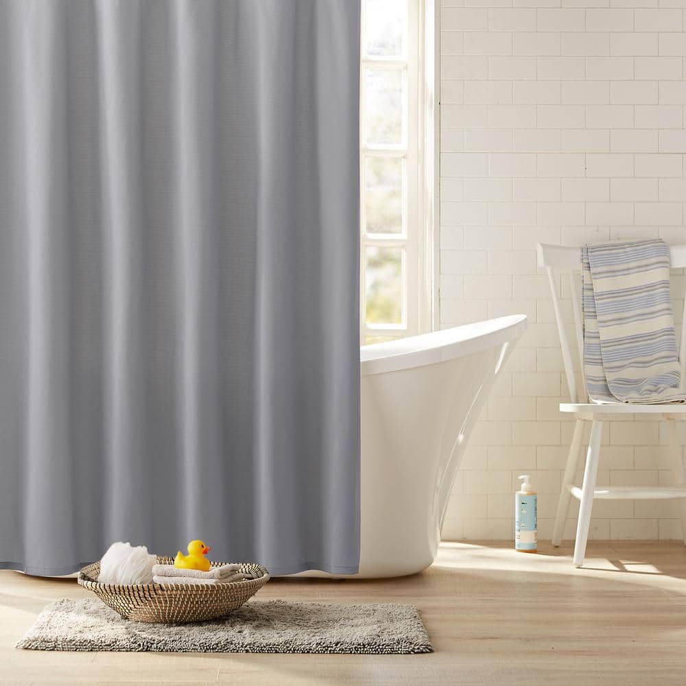 Clorox Gray 100% Polyester Shower Curtain Set with Waterproof PEVA ...