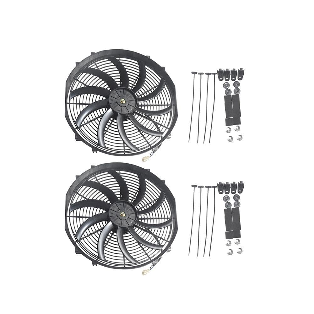 16 in. Universal Slim Push Pull Radiator Cooling Fan (2-Pack)
