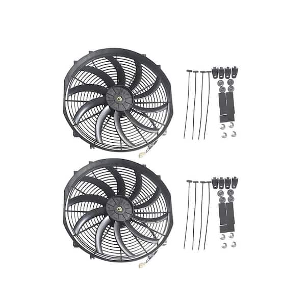 16 in. Universal Slim Push Pull Radiator Cooling Fan (2-Pack)
