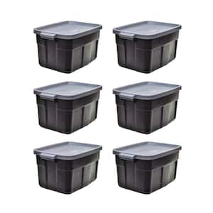Roughneck Tote 14-Gal. Storage Tote Container in Black (6-Pack)