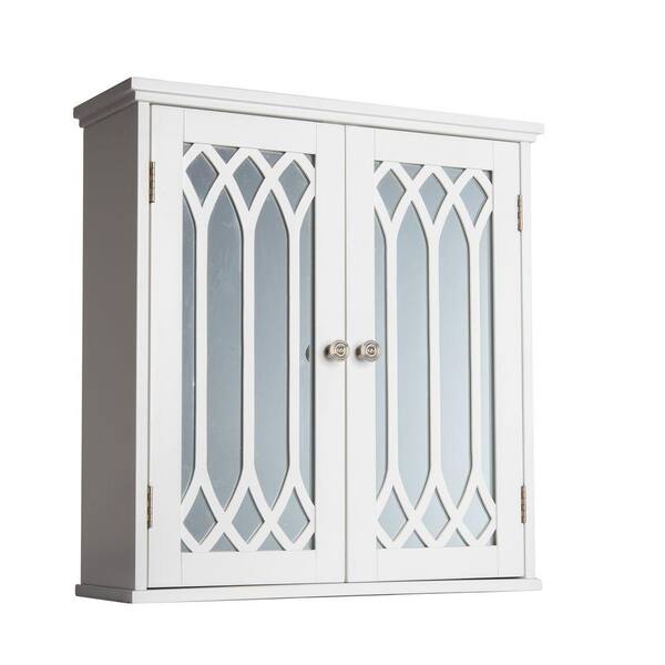 Elegant Home Fashions Lark 20 in. W Wall Cabinet with Mirrored Door in White