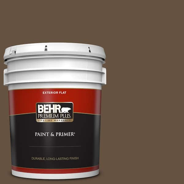 BEHR PREMIUM PLUS 5 gal. #ECC-20-3 Hickory Grove Flat Exterior Paint & Primer