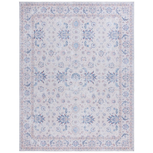 Tucson 10 ft. x 14 ft. Ivory/Blue Ornate Floral Washable Area Rug