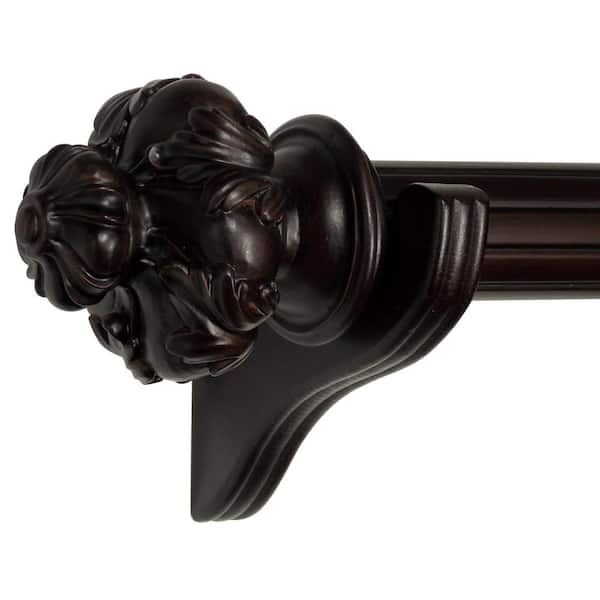Classic Home Royal Crown 48 in. Single Curtain Rod in English Walnut