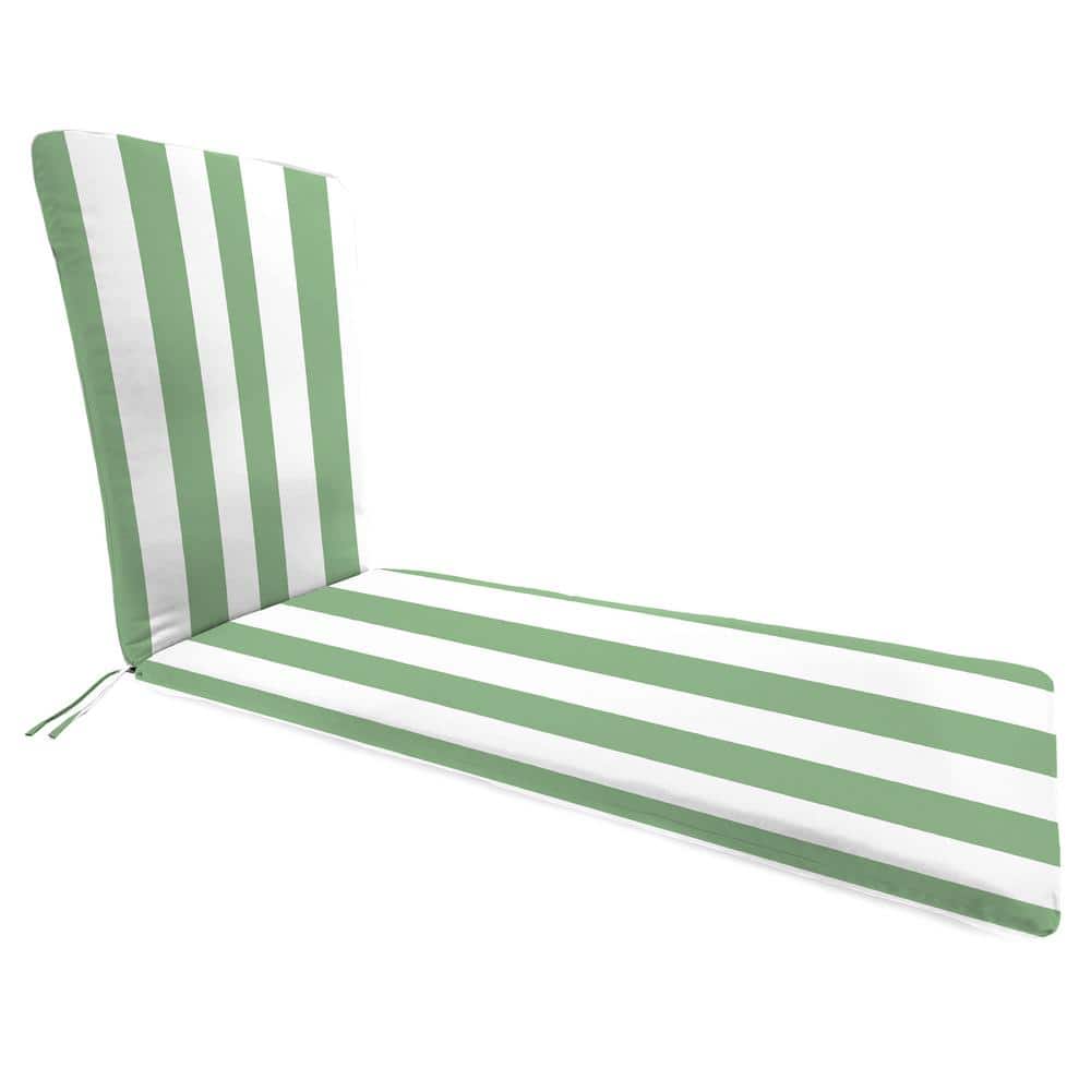 74" Green and White Striped Outdoor Chaise Lounge Cushion