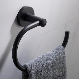 Elie Bathroom Towel Ring in Matte Black