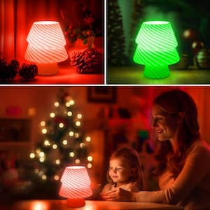 7 in. Colorful Glass Desk Tree Lamp, Dimmable Desk Lamp with Timing Function, Perfect Decor for Bedroom, Christmas