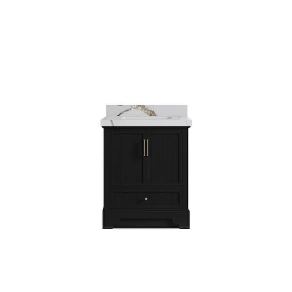 Willow Collections Alys 30 in. W x 22 in. D x 36 in. H Single Sink Bath Vanity Center in Black with 2" Calacatta Gold Top