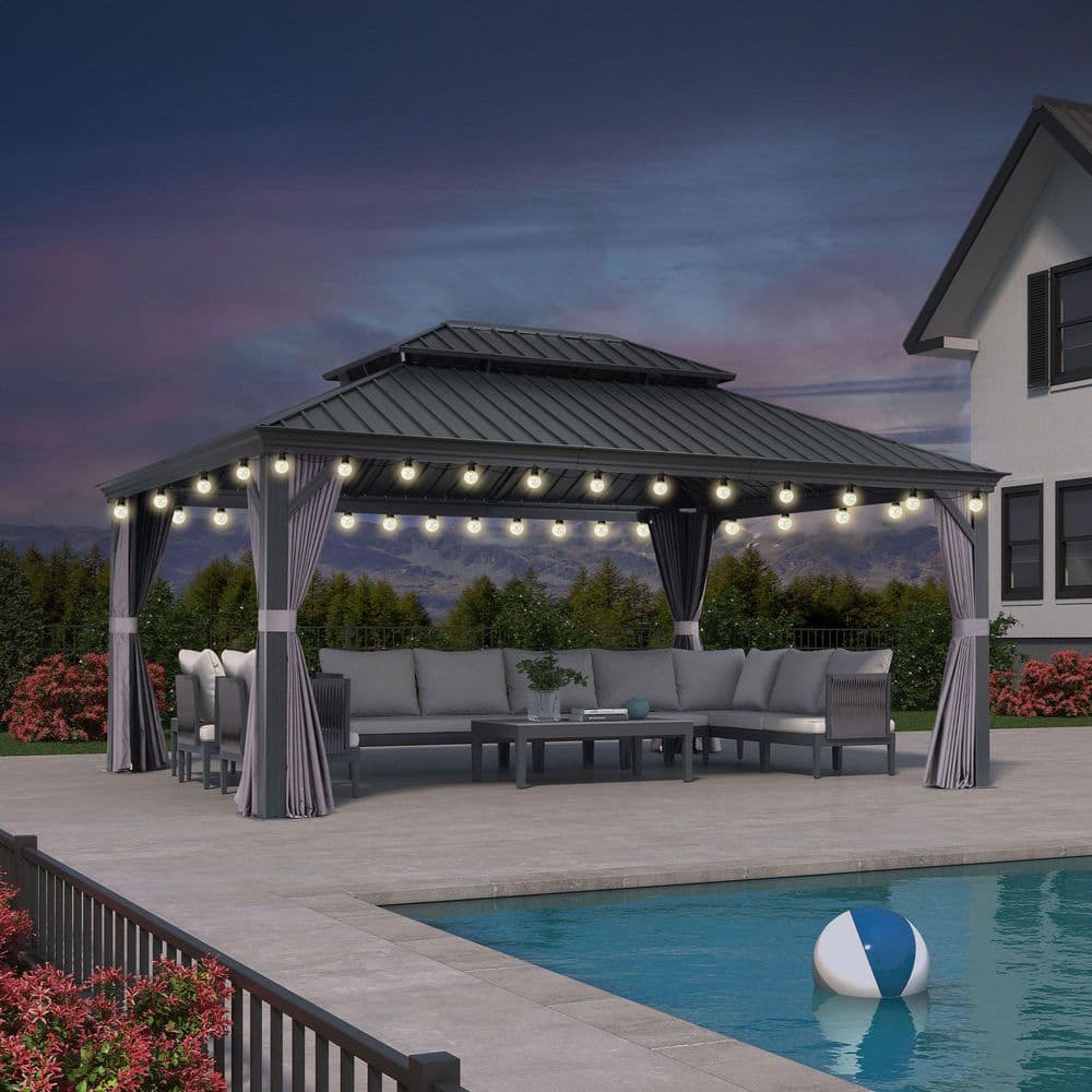PURPLE LEAF 13 ft.x 17 ft.Gray Luxury Aluminum Frame Hardtop