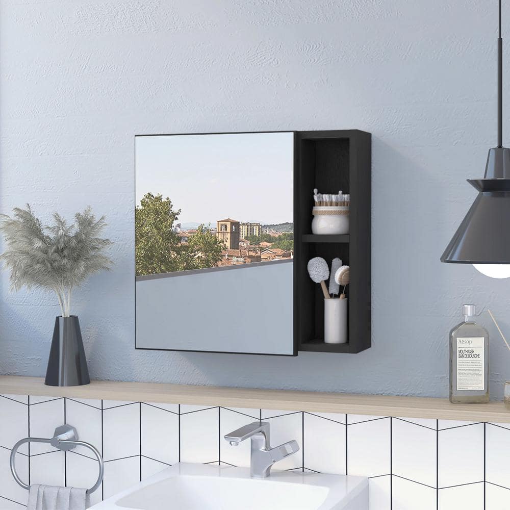 19.6 in. W x 18.6 in. H Black Rectangular Surface Mount Bathroom Medicine C