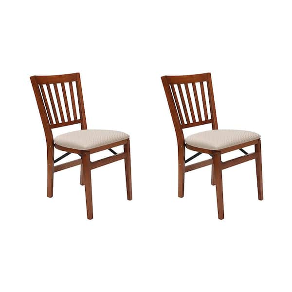 Unbranded Stakmore Shaker Ladderback Upholstered Seat Folding Chairs, Cherry (2 Pack)