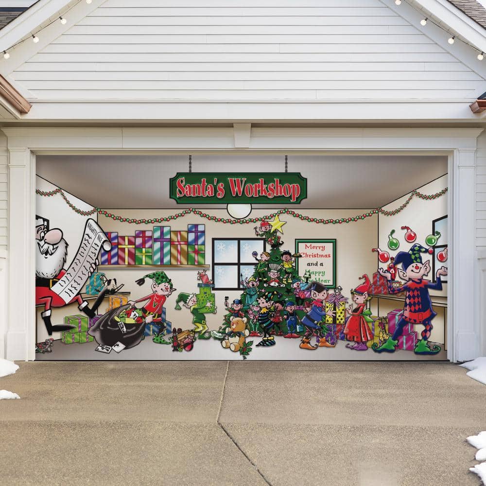 7 ft. x 16 ft. Santa's Workshop Christmas Garage Door Decor Mural for Double Car Garage price history on PriceWatchPro