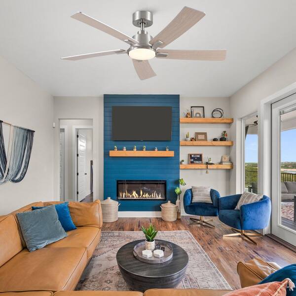 Spinova 52 in. Indoor Brushed Nickel Downrod Standard Ceiling Fan