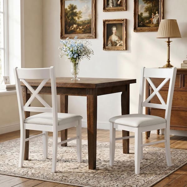 White Upholstered X-Back Dining Chair (Set of 2)