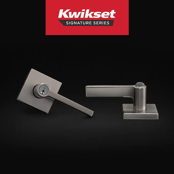 Kwikset Halifax Square Satin Nickel Keyed Entry Door Handle Handle