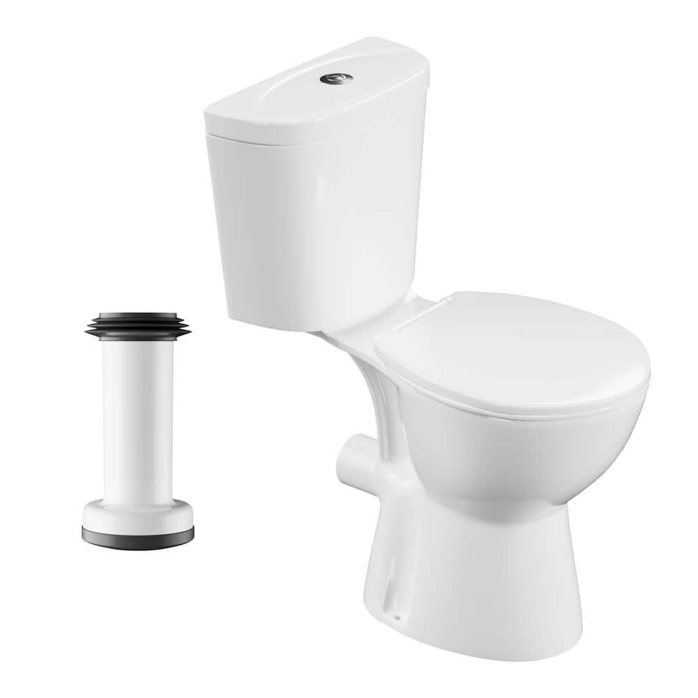 Simple Project 19 in. Rear Drain Toilet 0.8/1.28 GPF Double Flush Round ...