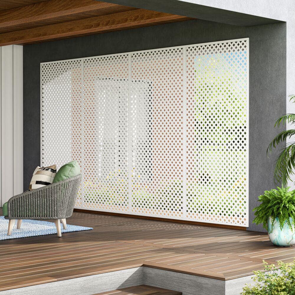 4 ft. x 8 ft. White Privacy Diamond Vinyl Lattice Panel