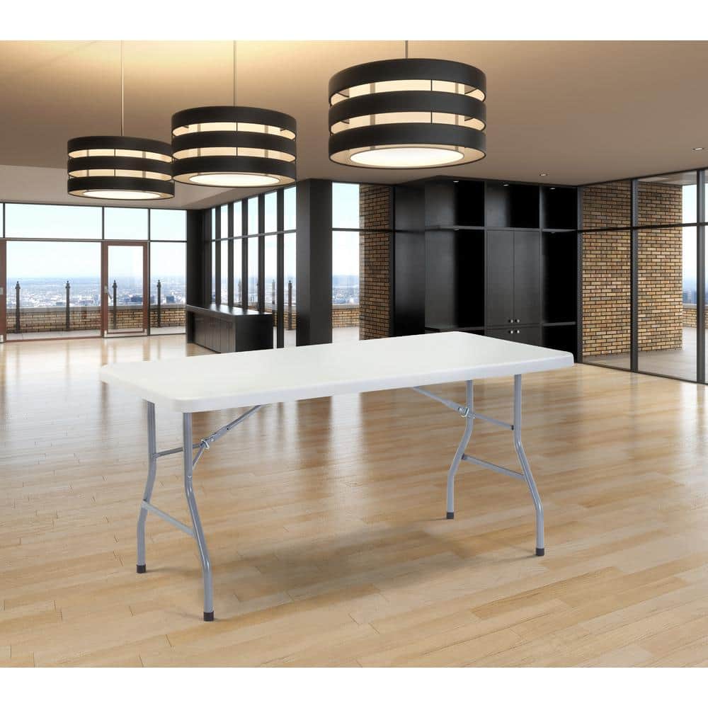 Speckled Gray 30" x 60" Rectangular Folding Table with Steel Frame