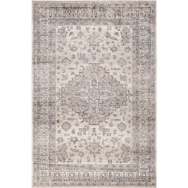 Samira Medallion Beige 9 ft. x 12 ft. Indoor Area Rug
