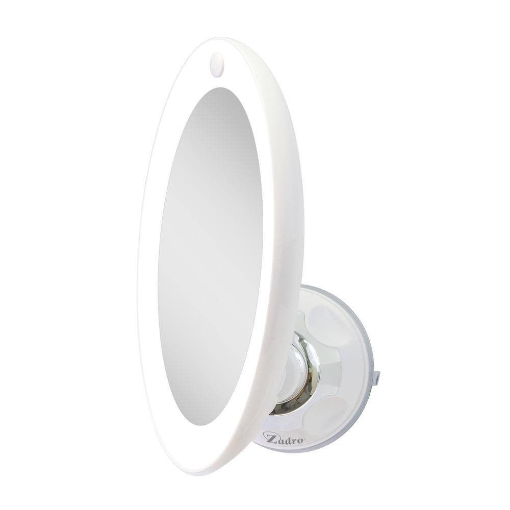 Lumina Pure White 10x LED Lighted Swivel Suction Wall Mirror