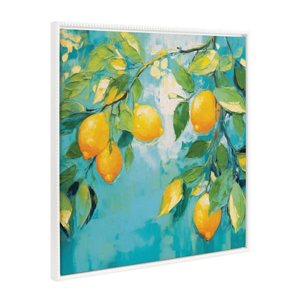 Kate and Laurel Decorative Fruit Tree Framed Canvas Wall Art 1-Piece White Framed Canvas Art Print, 30.00 in. x 30.00 in.