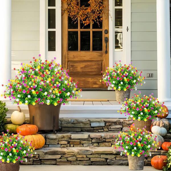 Afoxsos 14.1 in. Mixed Color Outdoor Artificial Flower Shrubs