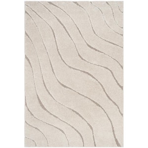 Florida Shag Cream/Beige Doormat 3 ft. x 5 ft. Striped Solid Area Rug