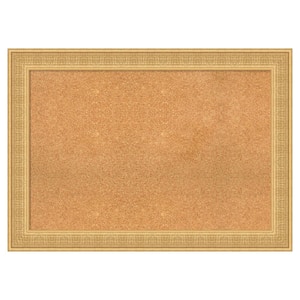 Trellis Gold Wood Framed Natural Corkboard 42 in. x 30 in. Bulletin Board Memo Board