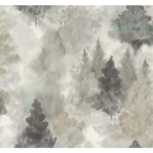 Soft Landscape Forest Metallic Greige, Powder Blue, and Ivory Paper Strippable Roll (Covers 60.75 sq. ft.)