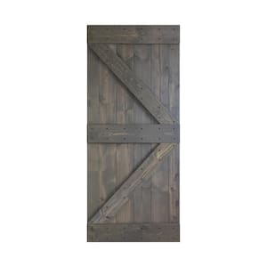 K Series 36 in. x 84 in. Dark Gray DIY Knotty Pine Wood Barn Door Slab