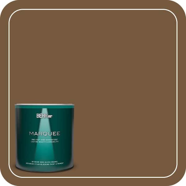 BEHR MARQUEE 1 qt. #290F-7 Wooden Cabin Semi-Gloss Enamel Interior Paint & Primer