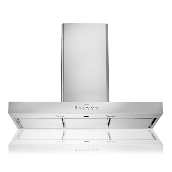 36 in. 600 CFM Stainless Steel Wall Mount Perimetric Range Hood with  Flame-Temp Sensor Auto On/Off and Fan Control