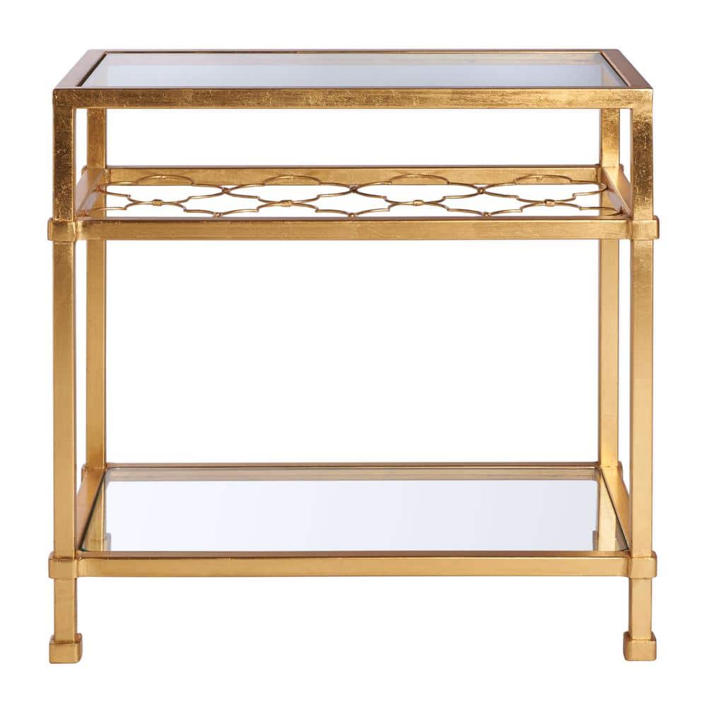 Hanzel Gold Leaf Glass Top Rectangular Side Table
