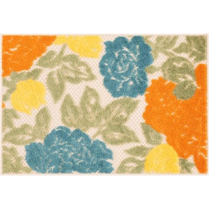 Oasis Gold 2 ft. x 3 ft. Floral Indoor/Outdoor Area Rug