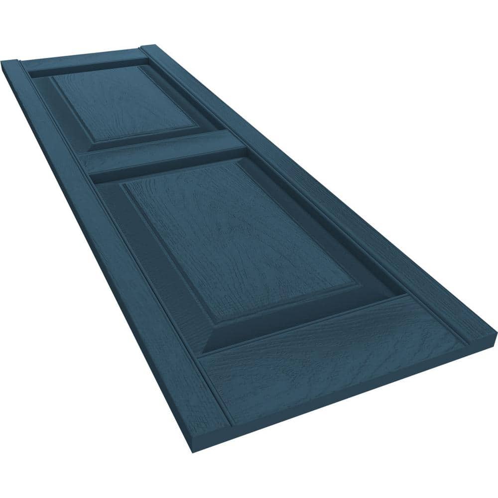 Classic Blue Raised Panel Vinyl Decorative Shutters, 14.75" x 31"