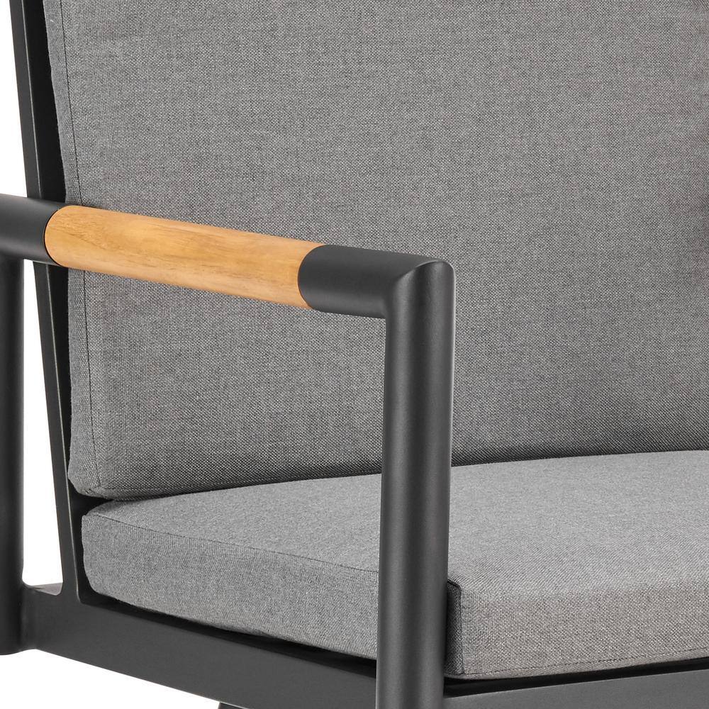Gray Aluminum Swivel Outdoor Bar Stool with Cushions