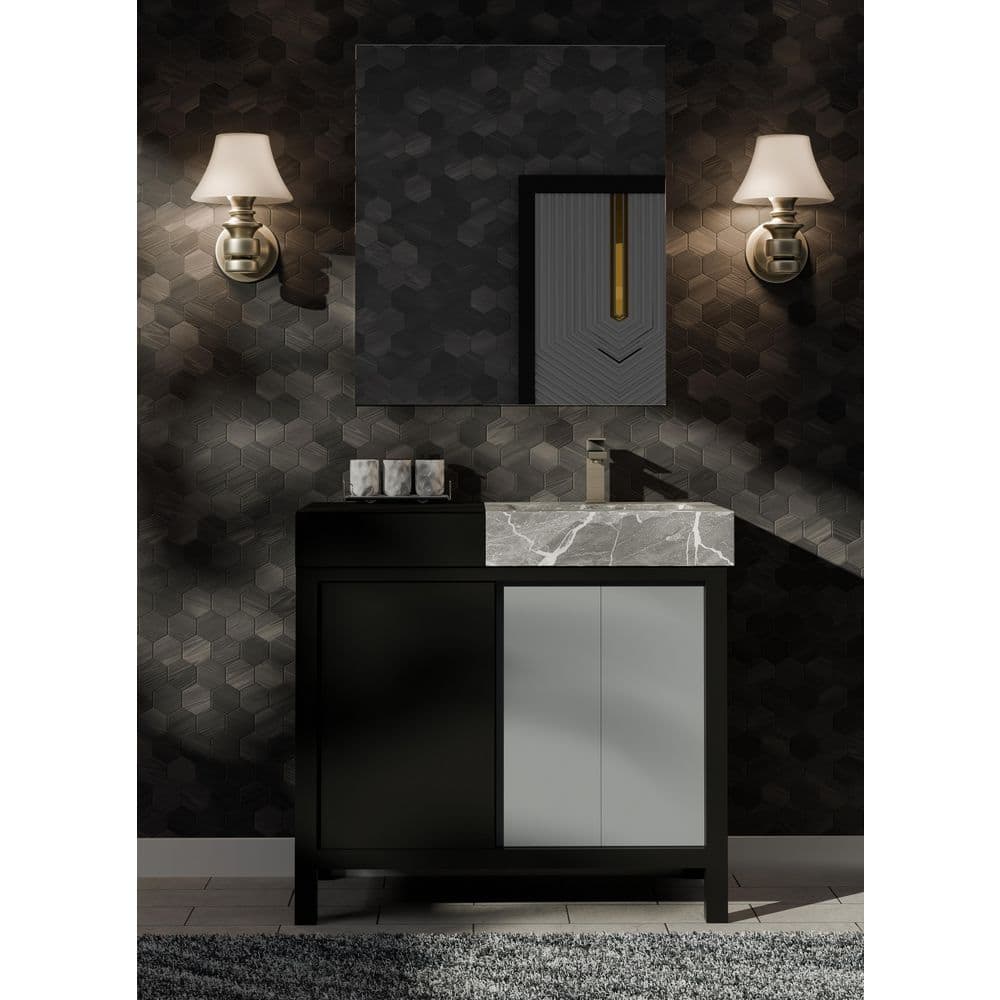 Lexora Zilara 36 in W x 22 in D Black and Grey Bath Vanity, Castle
