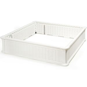 12 in. White Plastic Square Plant Box Planter Raised Garden Bed