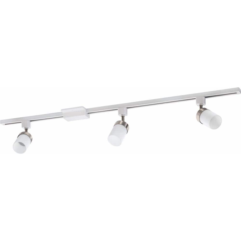 4 ft. Brushed Nickel Linear Track Lighting Kit with Clear Glass Shades