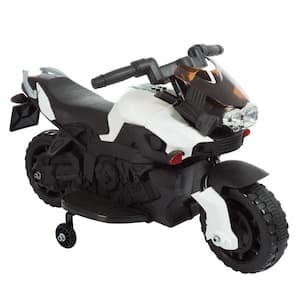 2-Wheel Battery Powered Ride on Toy Motorcycle with Training Wheels in White