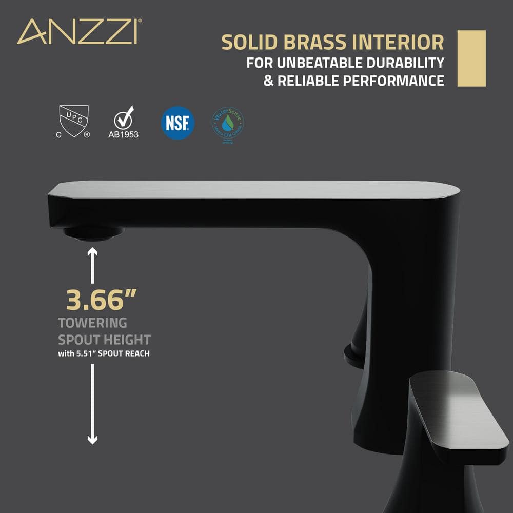 Matte Black and Brushed Nickel Widespread Bathroom Faucet