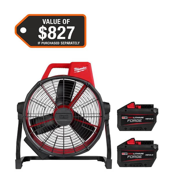 M18 Brushless Cordless Hybrid 18 in. Variable Speed Fan with (2) FORGE 12.0Ah Battery