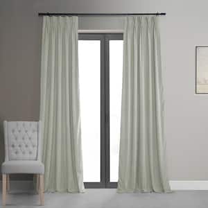 Signature Reflection Grey Pleated Blackout Velvet Curtain 25 in. W x 120 in. L (1 Panel)