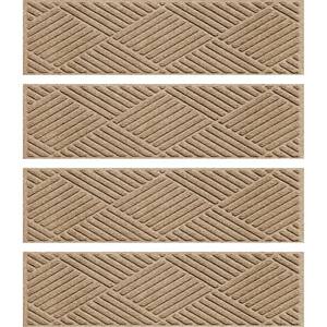 Weatherguard Pro Diamonds 8.5 in. x 30 in. PET Polyester Indoor Outdoor Stair Tread Cover (Set of 4) Camel