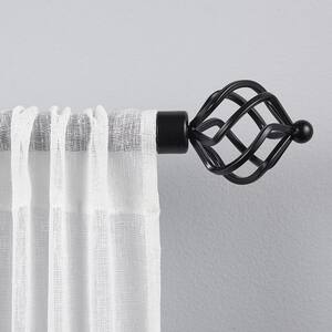 Torch 36 in. - 72 in. Adjustable 1 in. Single Curtain Rod Kit in Matte Black with Finial