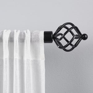 Torch 66 in. - 120 in. Adjustable 1 in. Single Curtain Rod Kit in Matte Black with Finial