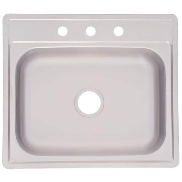 KINDRED Drop-In Stainless Steel 25.in 3-Hole Single Bowl Kitchen Sink