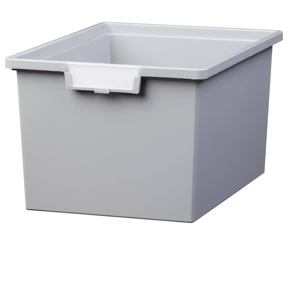 16 Gal. 9 in. Slim Line Triple Depth Storage Tote in Light Gray (Pack