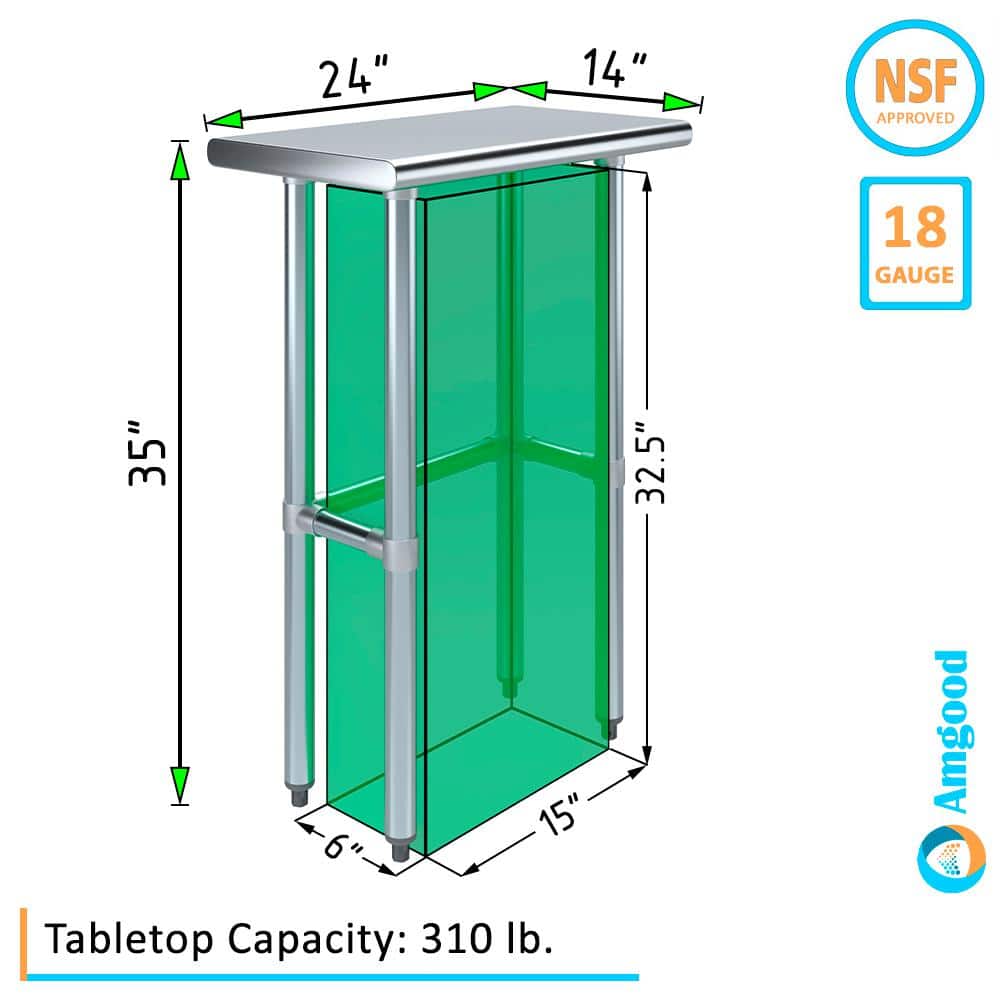 24" Stainless Steel Work Table with Galvanized Legs