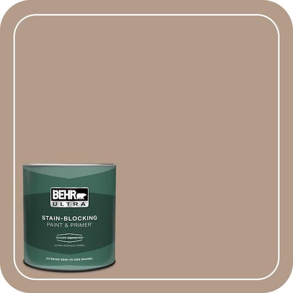 BEHR ULTRA 1 qt. #PMD-77 Rich Taupe Extra Durable Semi-Gloss Enamel Interior Paint & Primer